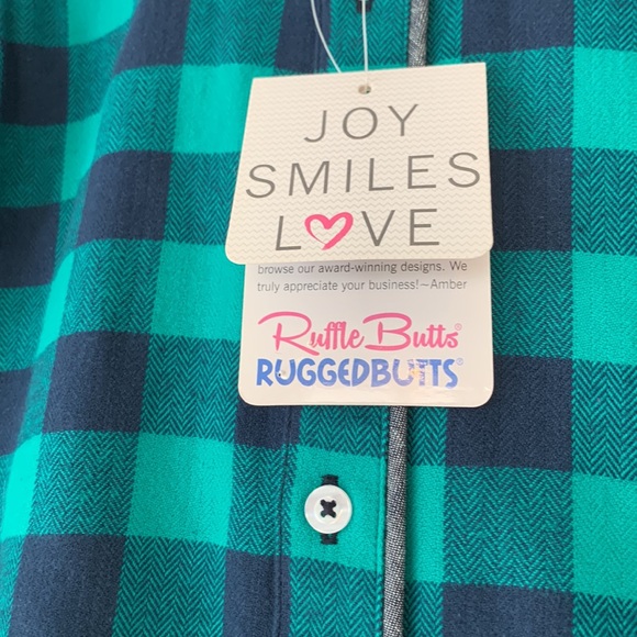 Ruffle Butts navy and emerald button down NWT - Picture 3 of 10